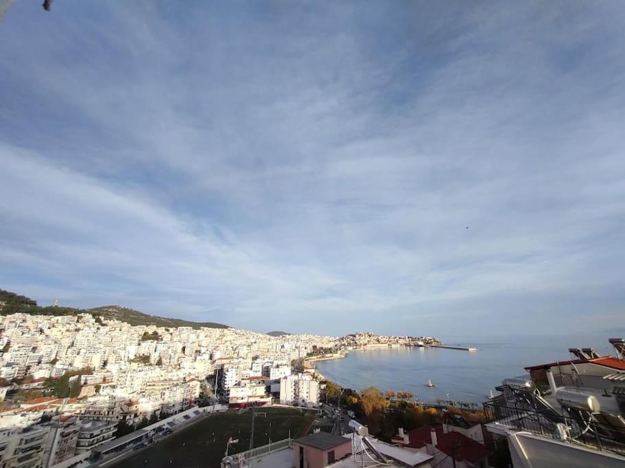 Ferienwohnung Finas Penthouse,Private Terrace,Great View,Mins From Sea Kavala Exterior foto