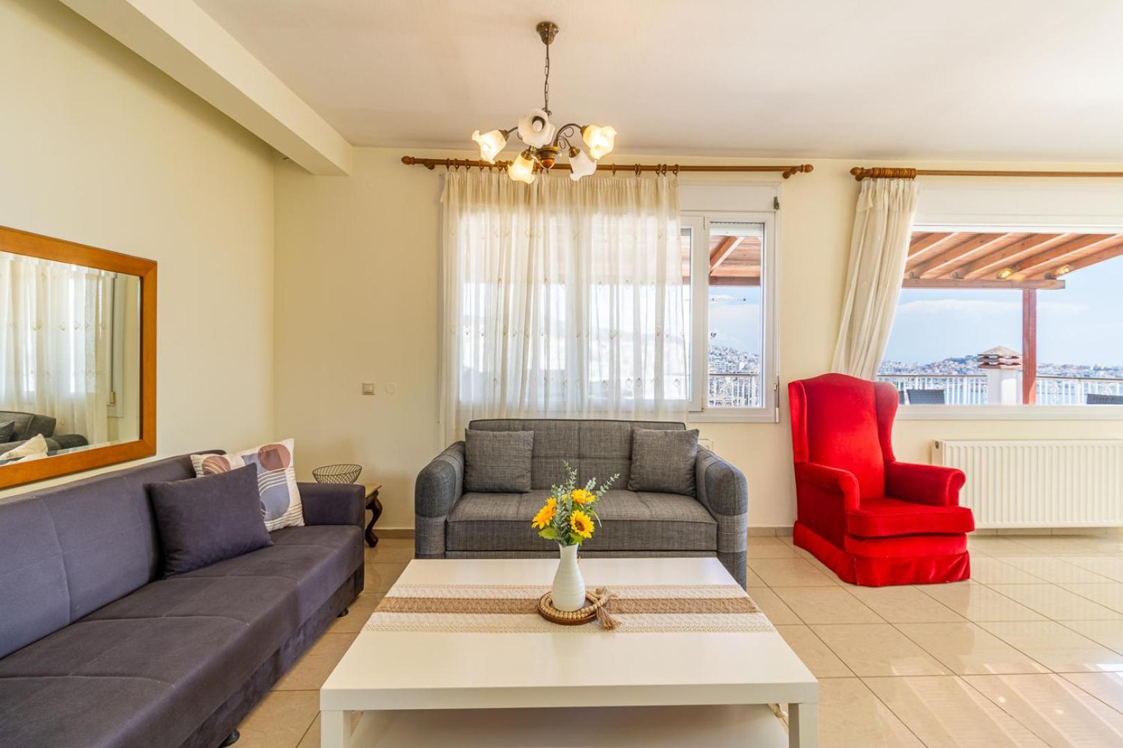 Ferienwohnung Finas Penthouse,Private Terrace,Great View,Mins From Sea Kavala Exterior foto